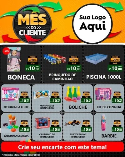 Modelo de Rede Social para Feed Instagram com o tema Mês do Cliente para Brinquedos