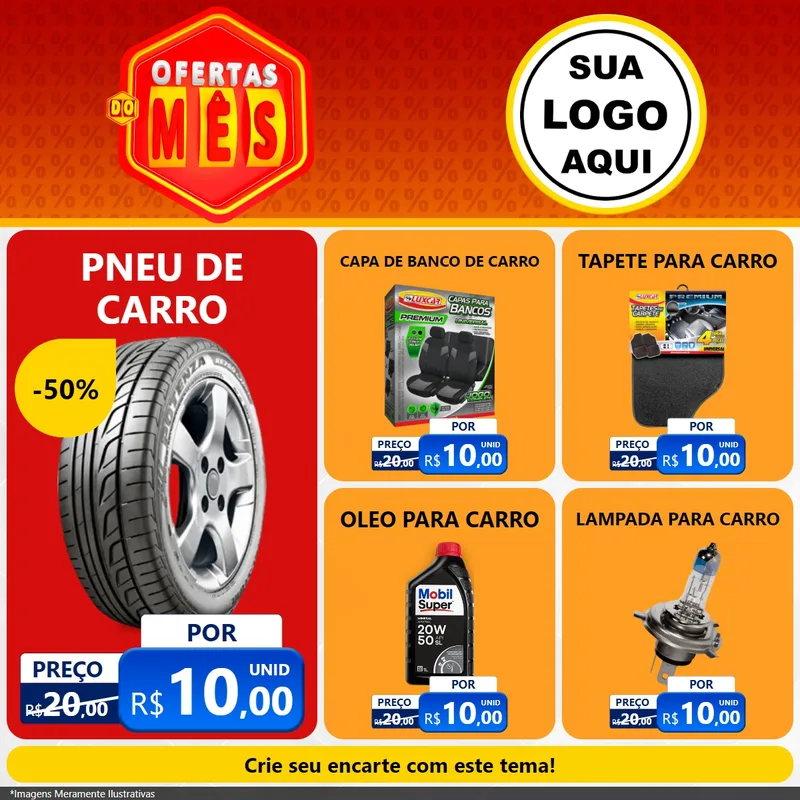 Modelo de Rede Social para Feed Facebook com o tema Ofertas do Mês para Auto peças