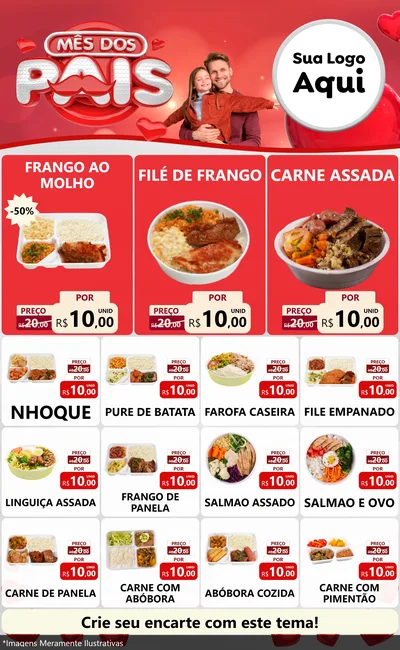 Modelo de Encarte para Encarte Grande com o tema Mês dos Pais para Restaurante