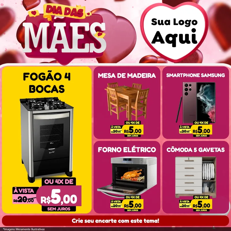 Modelo de Rede Social para Feed Facebook com o tema Dia Das Mães para Móveis e Eletro