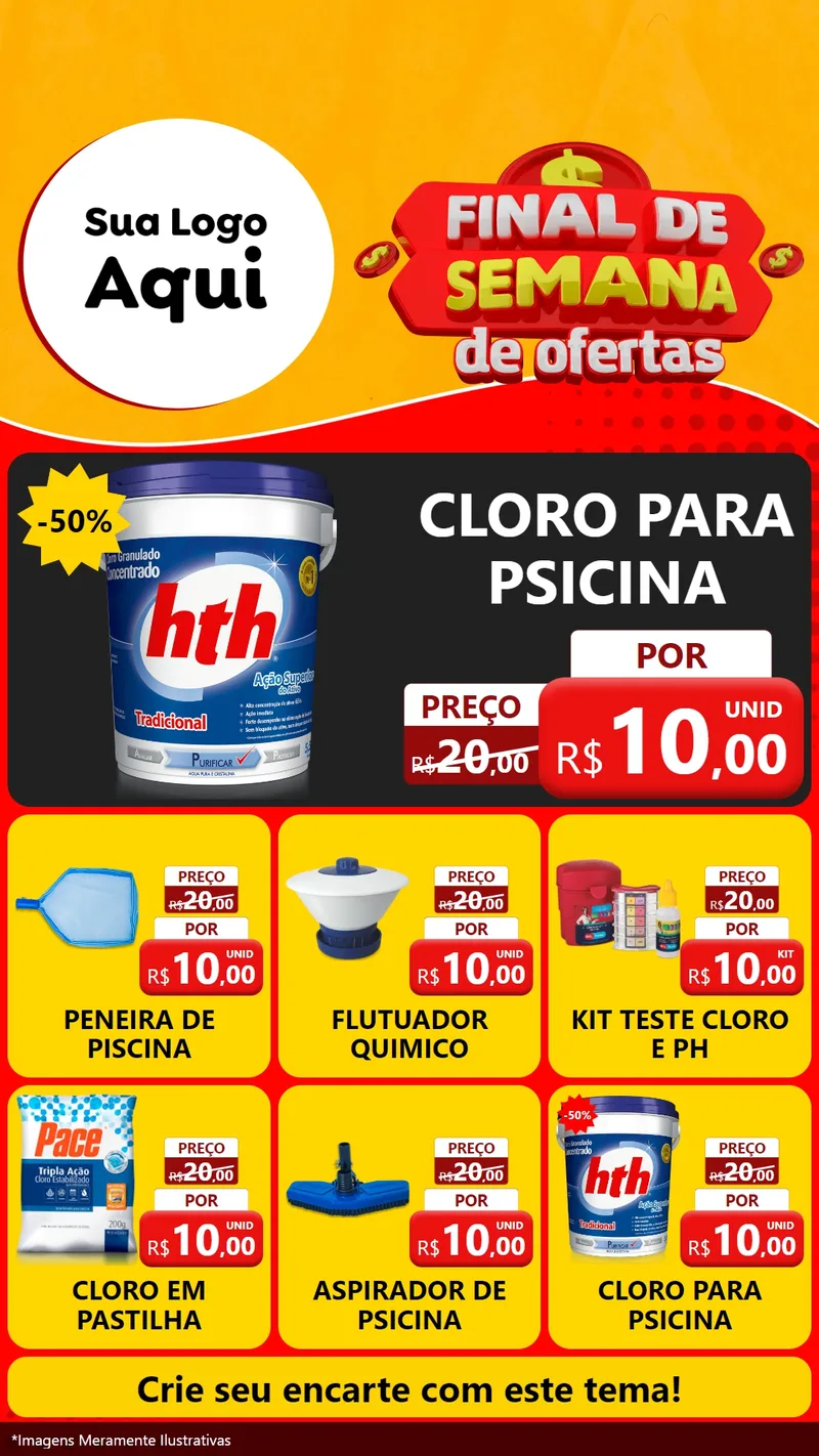 Modelo de Rede Social para Stories com o tema Final de Semana de Ofertas para Produtos para Piscina