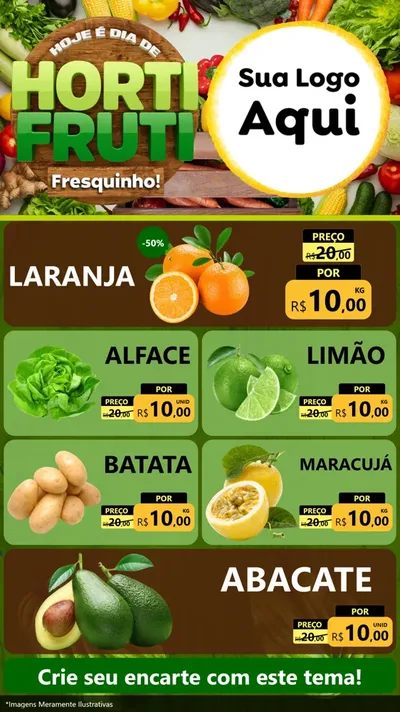 Modelo de TV para TV Vertical com o tema Hoje É Dia De Hortifruti para Hortifrúti