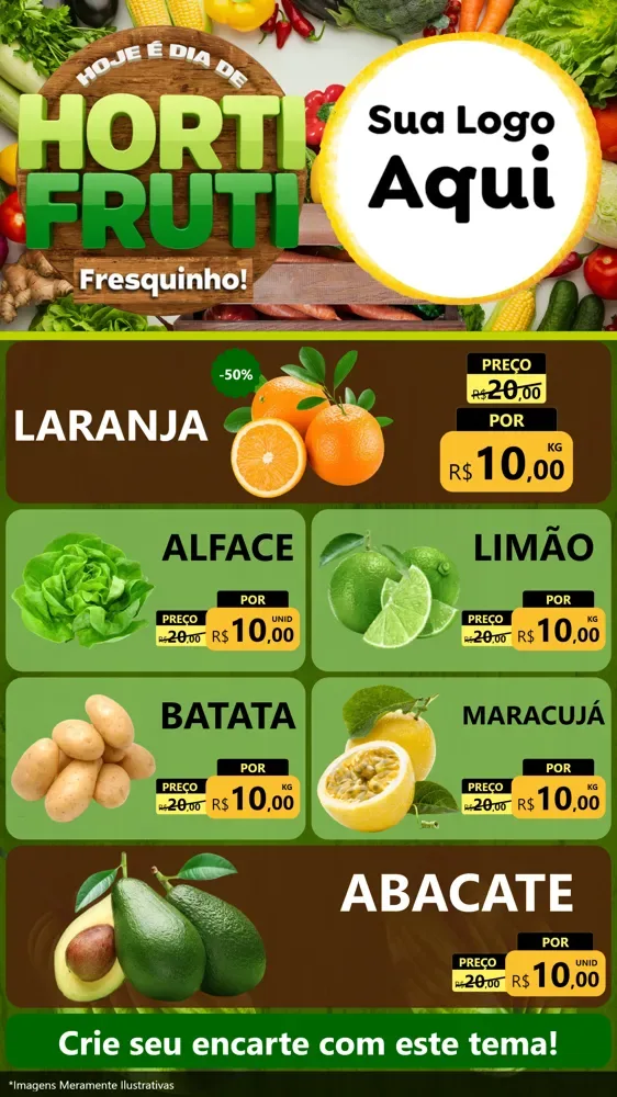Modelo de TV para TV Vertical com o tema Hoje É Dia De Hortifruti para Hortifrúti