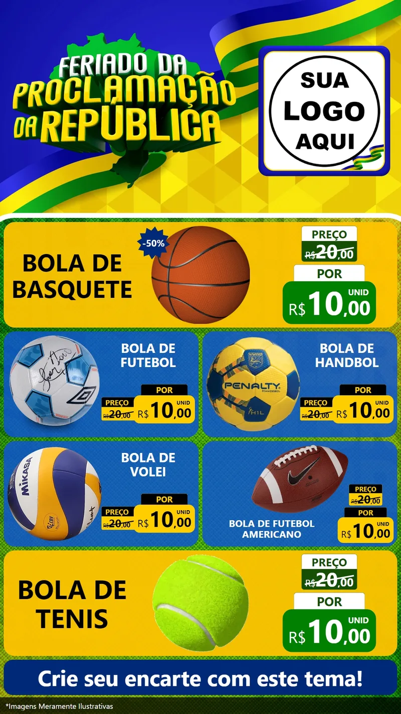 Modelo de TV para TV Vertical com o tema Feriado da Proclamação da República para Artigos Esportivos