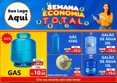 Modelo de Encarte para Encarte A4 Horizontal com o tema Semana Economia Total para Água e gás