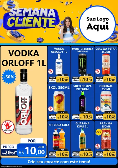 Modelo de Encarte para Encarte A4 Vertical com o tema Semana do Cliente para Distribuidora de bebidas