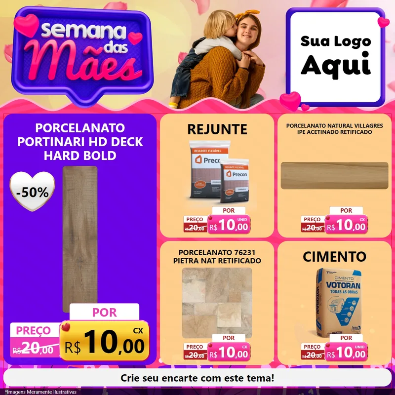 Modelo de Rede Social para Feed Facebook com o tema Semana das Mães para Pisos e revestimentos