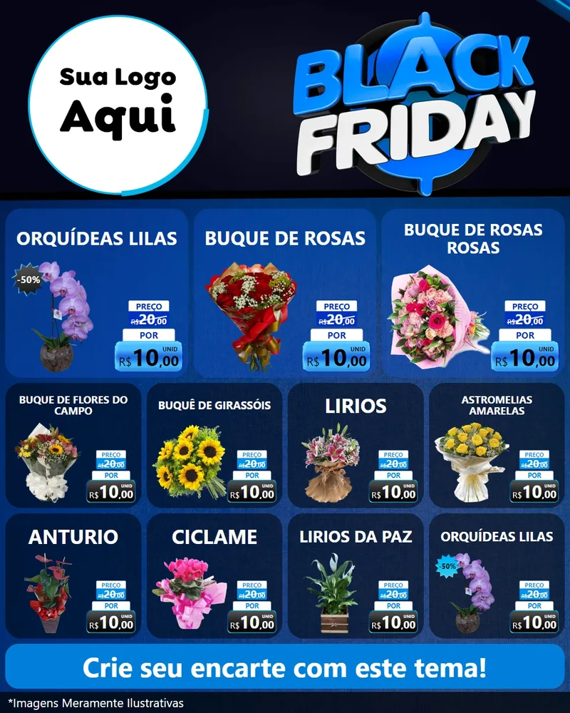 Modelo de Rede Social para Feed Instagram com o tema Black Friday para Floricultura e jardim