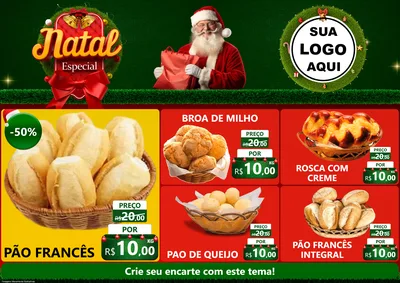 Modelo de Encarte para Encarte A4 Horizontal com o tema Natal Especial para Padaria