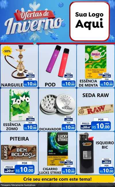 Modelo de Encarte para Encarte Grande com o tema Ofertas de Inverno para Tabacaria