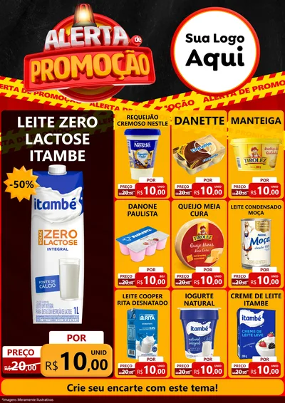 Modelo de Encarte para Encarte A4 Vertical com o tema Alerta de Promoção para Frios e Laticínios