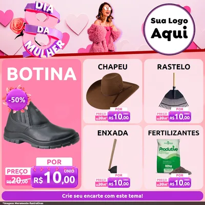 Modelo de Rede Social para Feed Facebook com o tema Dia da Mulher para Agropecuária