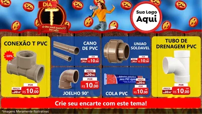 Modelo de TV para TV Horizontal com o tema Dia T - O Dia Mais Barato Do Mês para Tubos e conexões