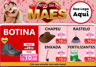 Modelo de Encarte para Encarte A4 Horizontal com o tema Especial Dia Das Mães para Agropecuária