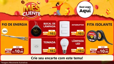 Modelo de TV para TV Horizontal com o tema Mês do Cliente para Materiais Elétricos