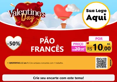 Modelo de Cartaz para Cartaz A4 Horizontal com o tema Valentine's Day para Padaria