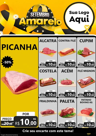 Modelo de Encarte para Encarte A4 Vertical com o tema Setembro Amarelo para Açougue