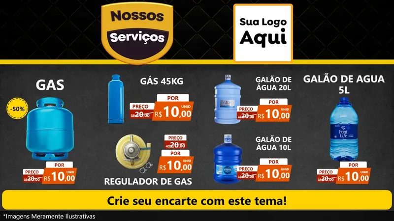 Modelo de TV para TV Horizontal com o tema Nossos Serviços para Água e gás