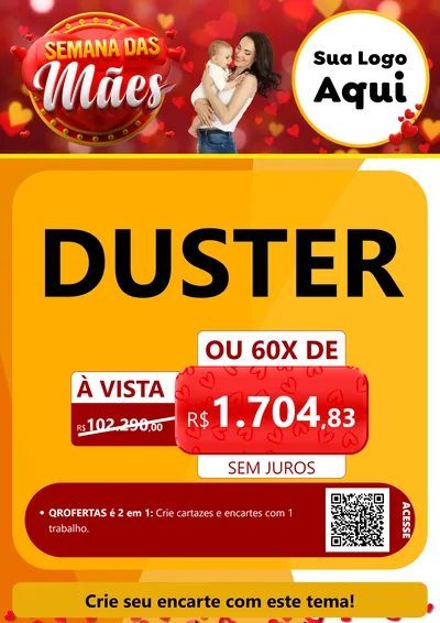Modelo de Cartaz para Cartaz A4 Vertical com o tema Semana das Mães para Concessionaria de Carros