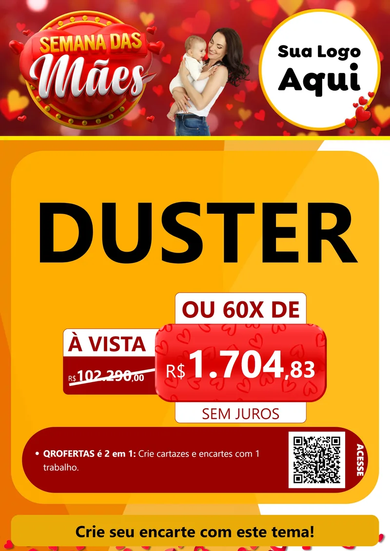 Modelo de Cartaz para Cartaz A4 Vertical com o tema Semana das Mães para Concessionaria de Carros
