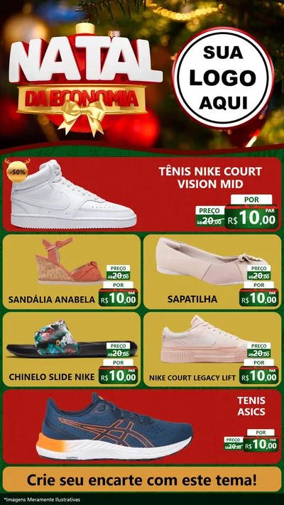 Modelo de TV para TV Vertical com o tema Natal da Economia para Calçados
