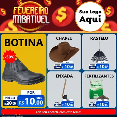 Modelo de Rede Social para Feed Facebook com o tema Fevereiro Imbatível para Agropecuária