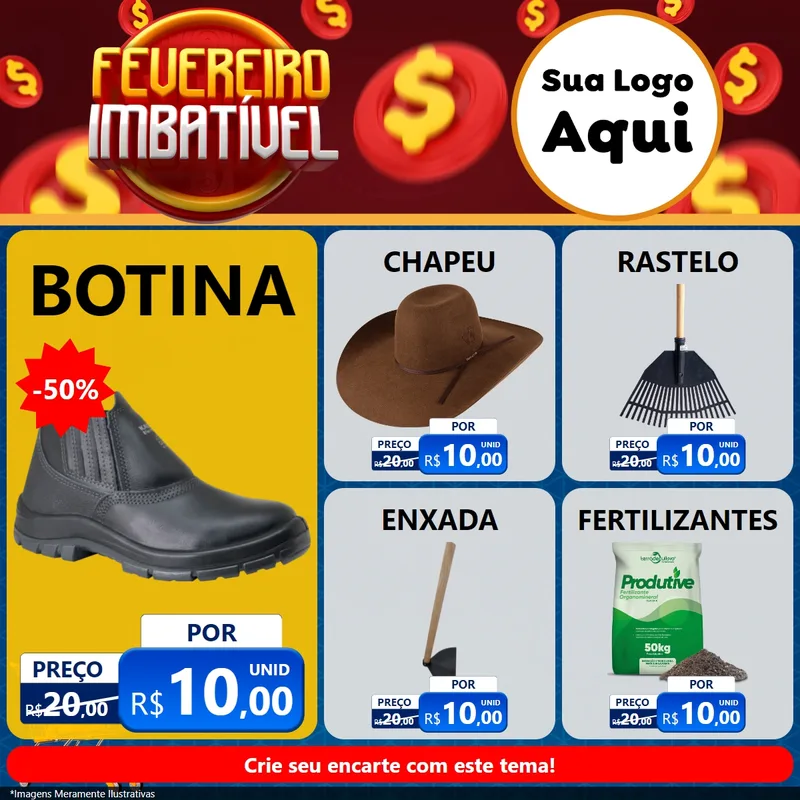 Modelo de Rede Social para Feed Facebook com o tema Fevereiro Imbatível para Agropecuária