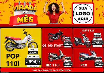 Modelo de Encarte para Encarte A4 Horizontal com o tema Virada de Mês para Concessionaria de Motos