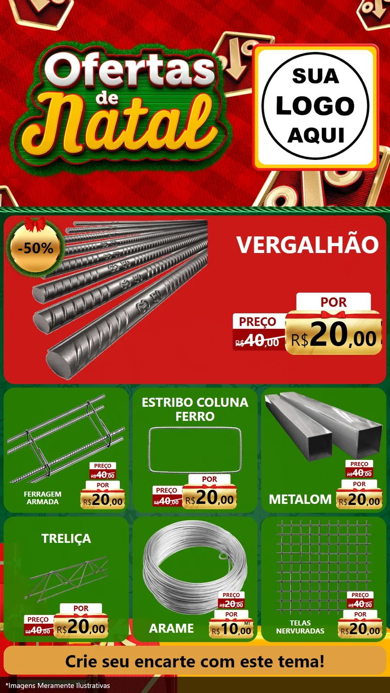 Modelo de Rede Social para Stories com o tema Ofertas de Natal para Ferragens