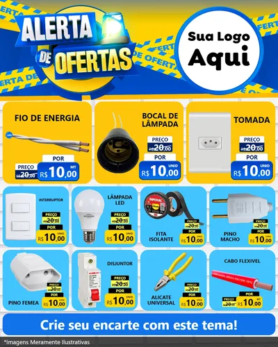 Modelo de Rede Social para Feed Instagram com o tema Alerta de Ofertas para Materiais Elétricos