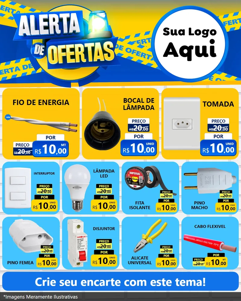 Modelo de Rede Social para Feed Instagram com o tema Alerta de Ofertas para Materiais Elétricos
