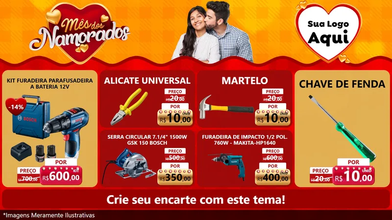 Modelo de TV para TV Horizontal com o tema Mês dos Namorados para Maquinas e Ferramentas
