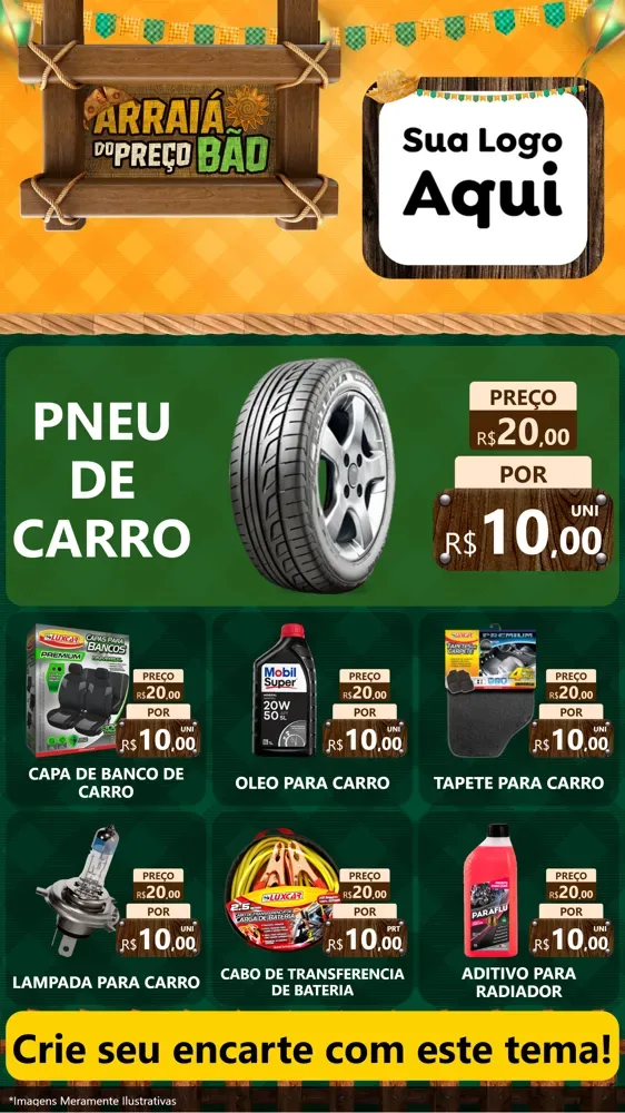 Modelo de Rede Social para Stories com o tema Arraiá do preço bão para Auto peças