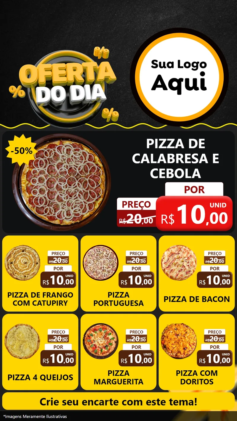 Modelo de Rede Social para Stories com o tema Oferta Do Dia para Pizzaria