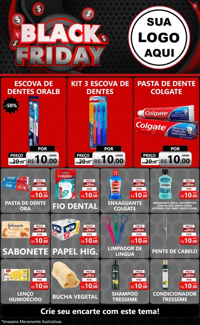 Modelo de Encarte para Encarte Grande com o tema Black Friday para Higiene Pessoal