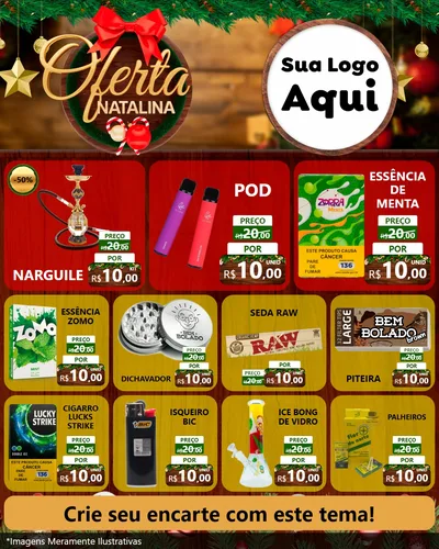 Modelo de Rede Social para Feed Instagram com o tema Ofertas Natalina para Tabacaria