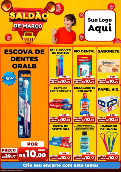 Modelo de Encarte para Encarte A4 Vertical com o tema Saldão de Março para Higiene Pessoal
