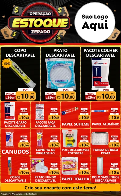Modelo de Encarte para Encarte Grande com o tema Operação Estoque Zerado para Embalagens