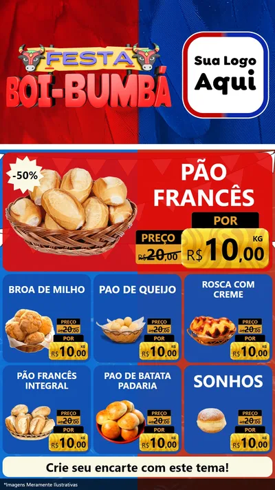 Modelo de Rede Social para Stories com o tema Festa Boi Bumbá para Padaria