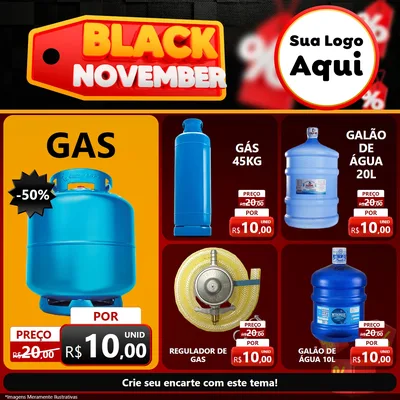 Modelo de Rede Social para Feed Facebook com o tema Black November para Água e gás