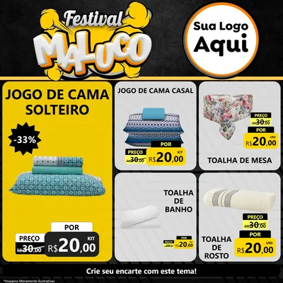 Modelo de Rede Social para Feed Facebook com o tema Festival Maluco para Cama, Mesa e Banho