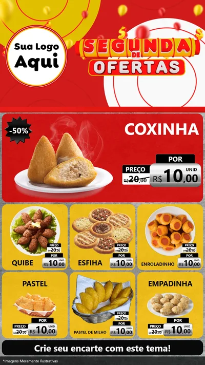 Modelo de Rede Social para Stories com o tema Segunda de Ofertas para Salgadaria