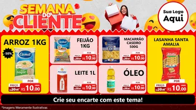 Modelo de TV para TV Horizontal com o tema Semana do Cliente para Supermercado