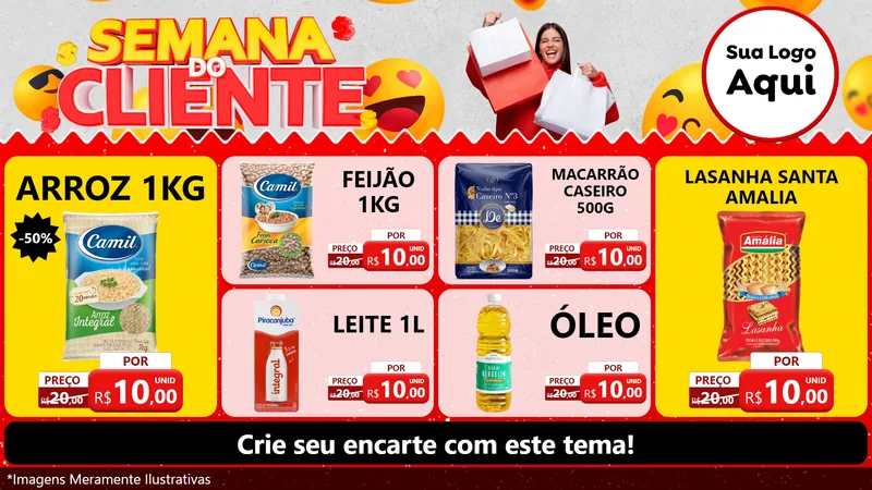Modelo de TV para TV Horizontal com o tema Semana do Cliente para Supermercado