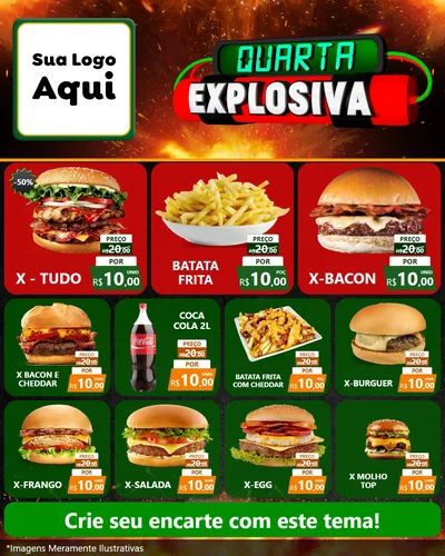 Modelo de Rede Social para Feed Instagram com o tema Quarta Explosiva para Hamburgueria