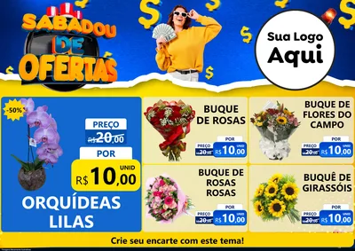Modelo de Encarte para Encarte A4 Horizontal com o tema Sabadou de Ofertas para Floricultura e jardim