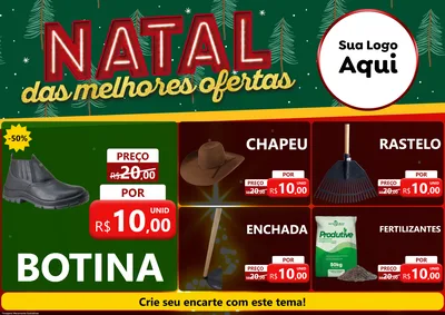 Modelo de Encarte para Encarte A4 Horizontal com o tema Natal das Melhores Ofertas para Agropecuária