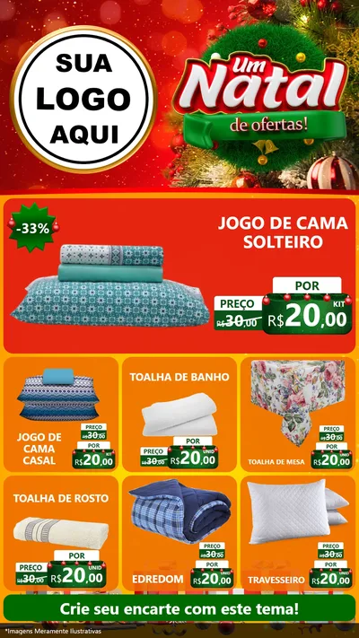 Modelo de Rede Social para Stories com o tema Um Natal de Ofertas para Cama, Mesa e Banho