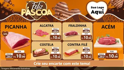 Modelo de TV para TV Horizontal com o tema Feliz Páscoa para Açougue