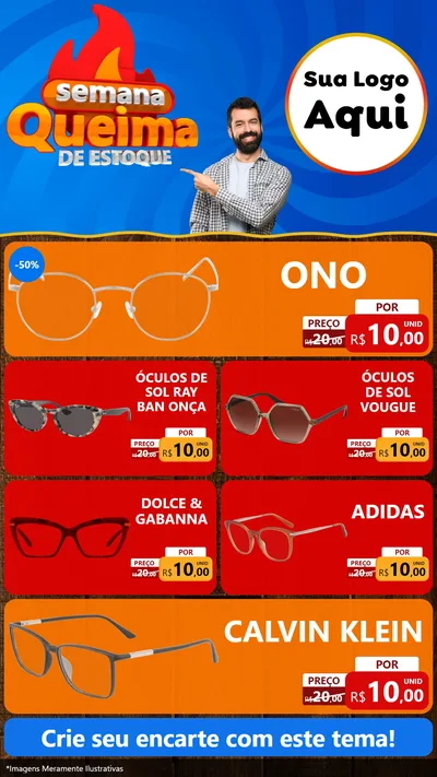 Modelo de TV para TV Vertical com o tema Semana Queima de Estoque para Óticas